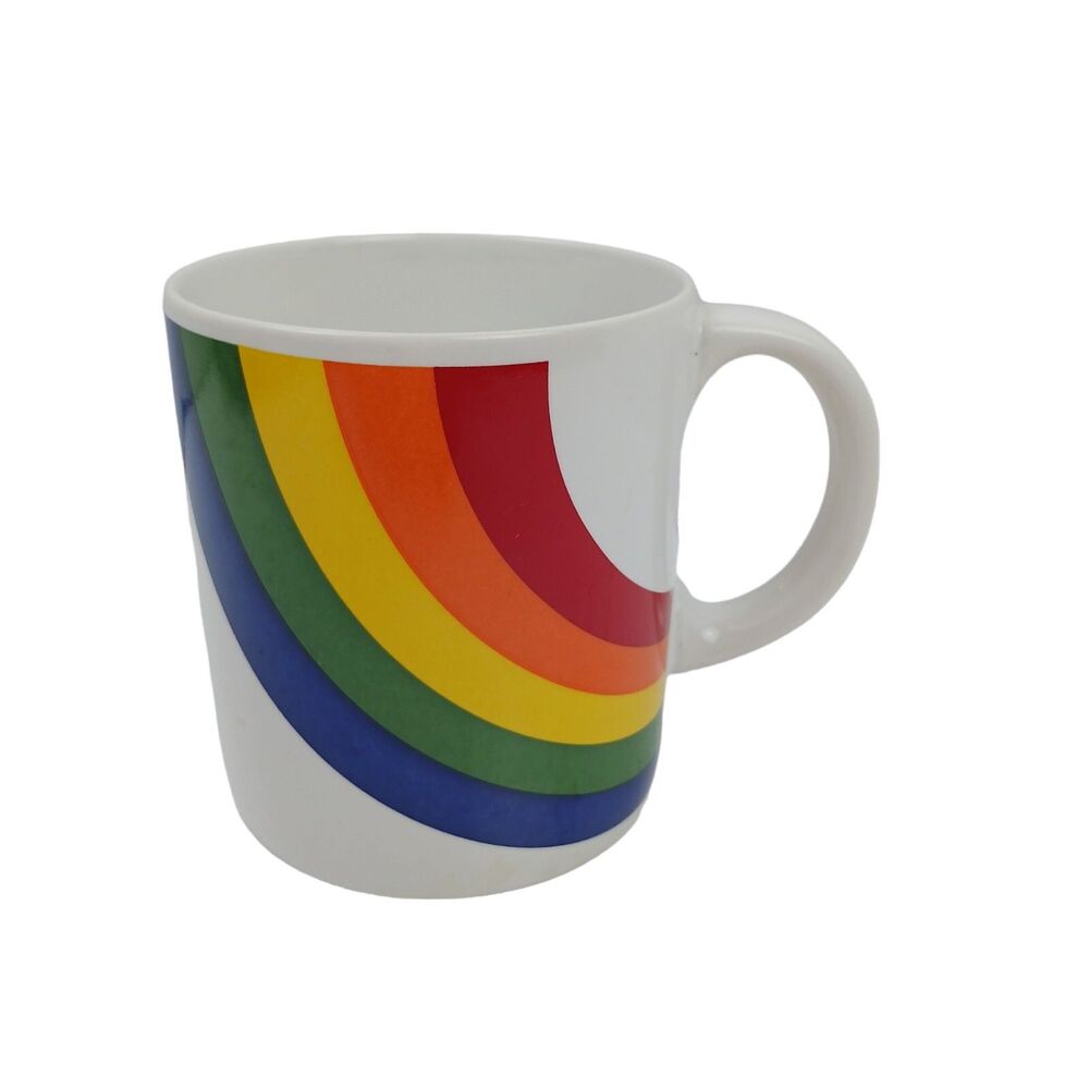 Vtg 80s FTD Retro Rainbow Mug Coffee Cup 1984 Graphic Tea Mug Stranger Things